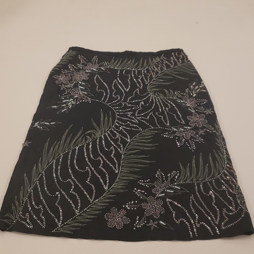 French Connection black beaded sequin pencil skirt